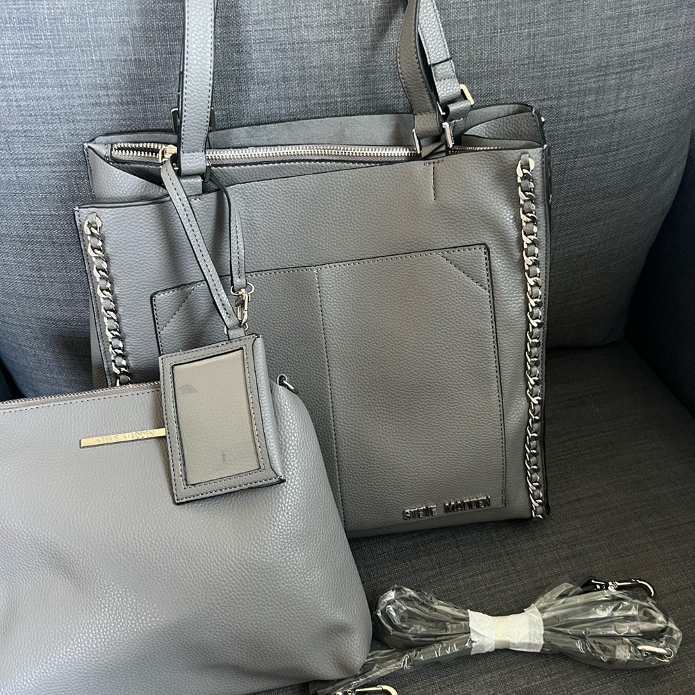 NWT STEVE MADDEN SMALL TOTE SHOULDER BAG & CROSSBODY (POUCH) &  CARDHOLDER